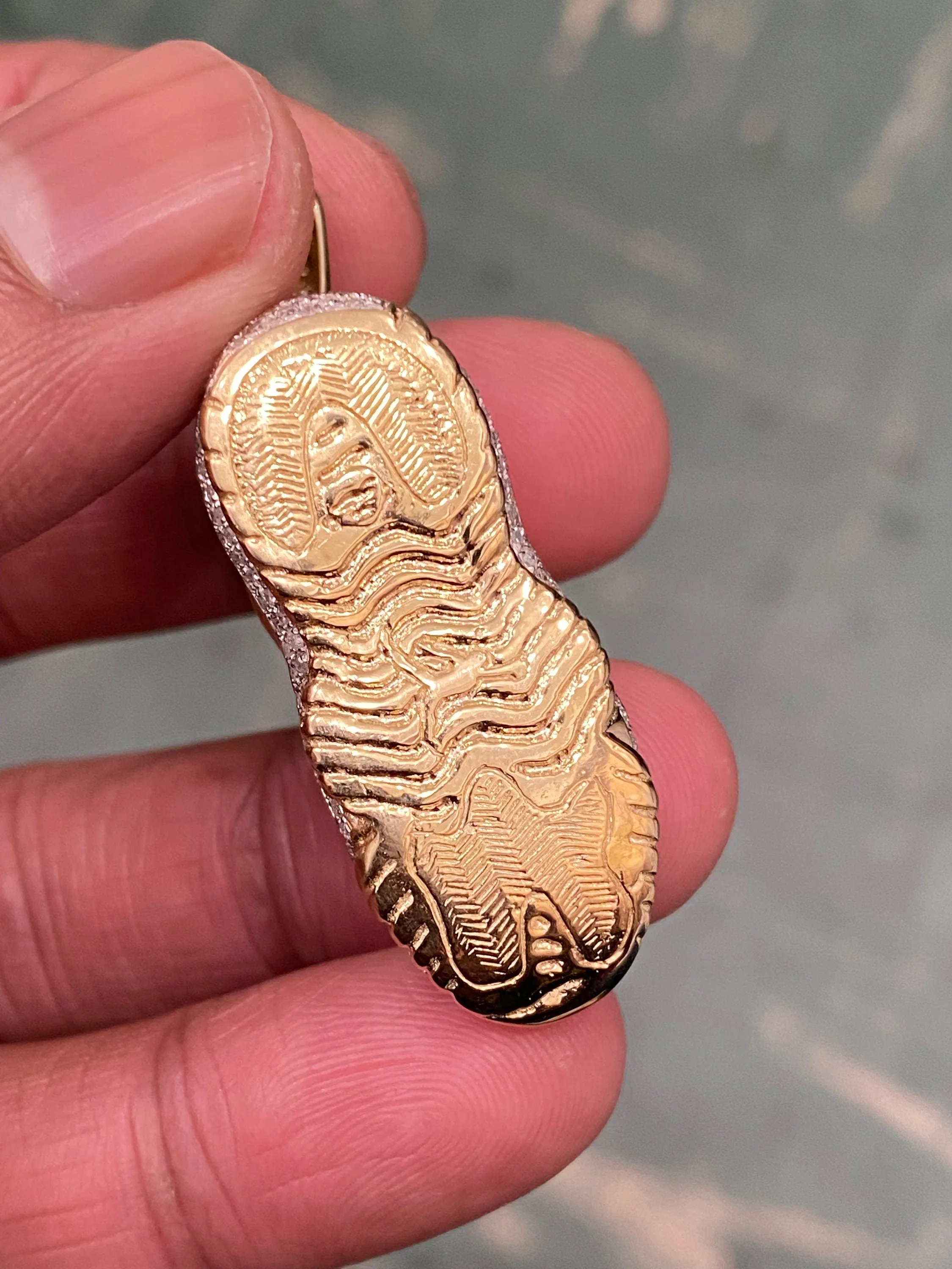 10k Yellow Gold Diamond Jumpman Jordan 23 1.2ct  Diamond Red Shoe 2.0' Pendant - custom jewelry
