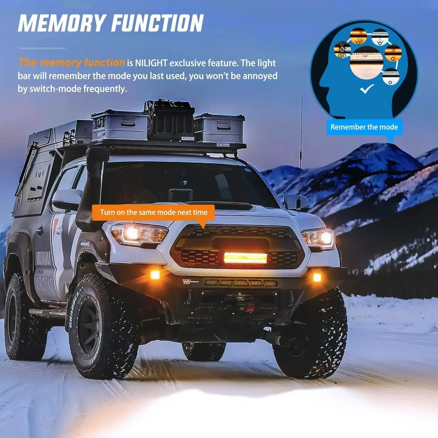 12 Inch 300W Amber White Led Light Bar Kit | 2PCS 4 Inch 60W Light Pods | 16AWG Wire