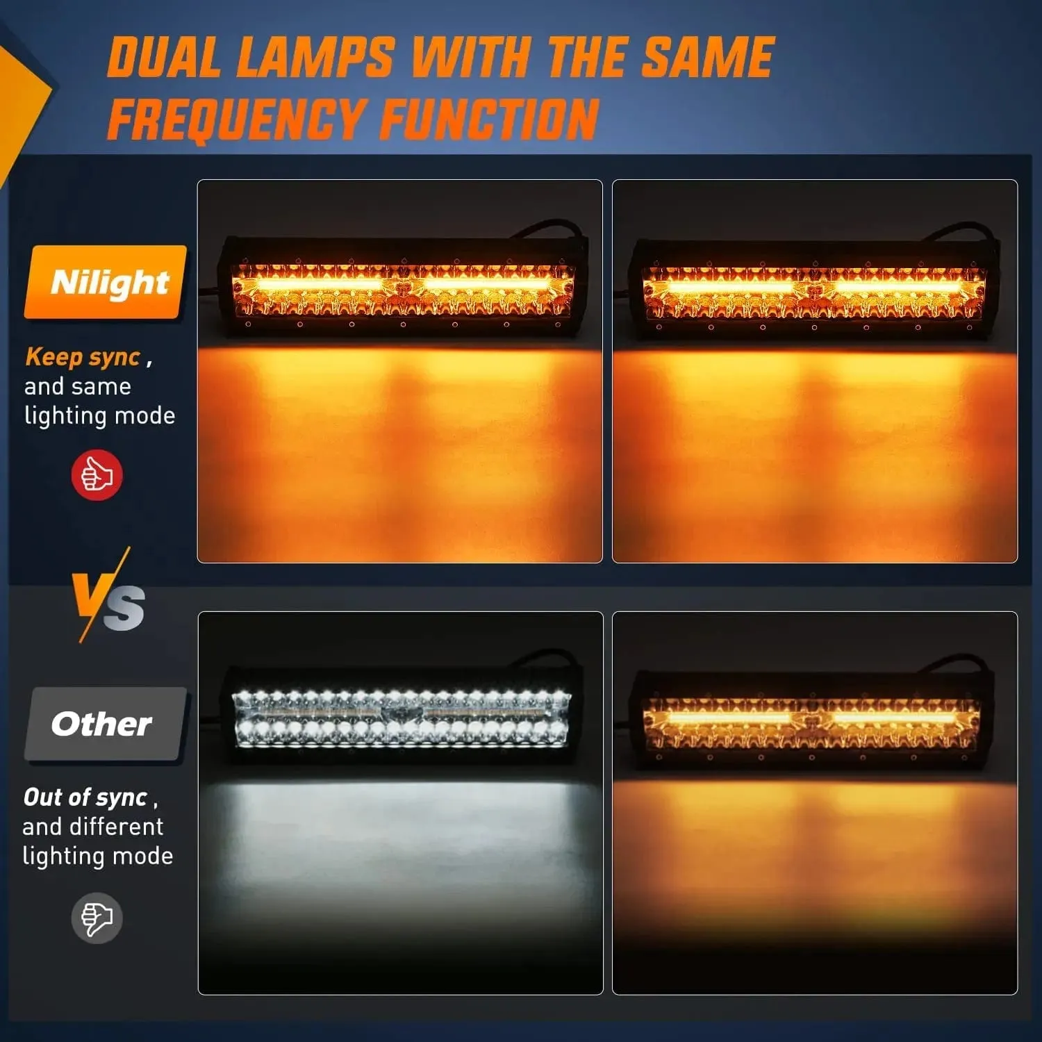 12 Inch 300W Amber White Led Light Bar Kit | 2PCS 4 Inch 60W Light Pods | 16AWG Wire
