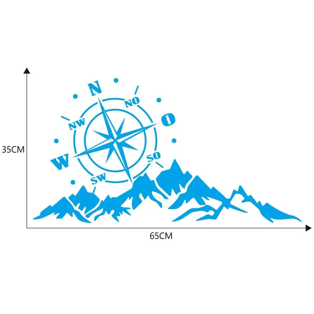 2pcs Vinyl Car Stickers and Decals Mountains Compass Navigation