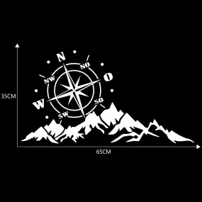 2pcs Vinyl Car Stickers and Decals Mountains Compass Navigation