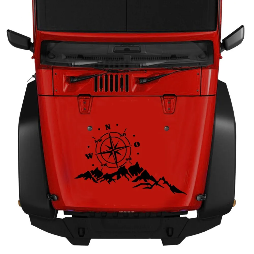 2pcs Vinyl Car Stickers and Decals Mountains Compass Navigation
