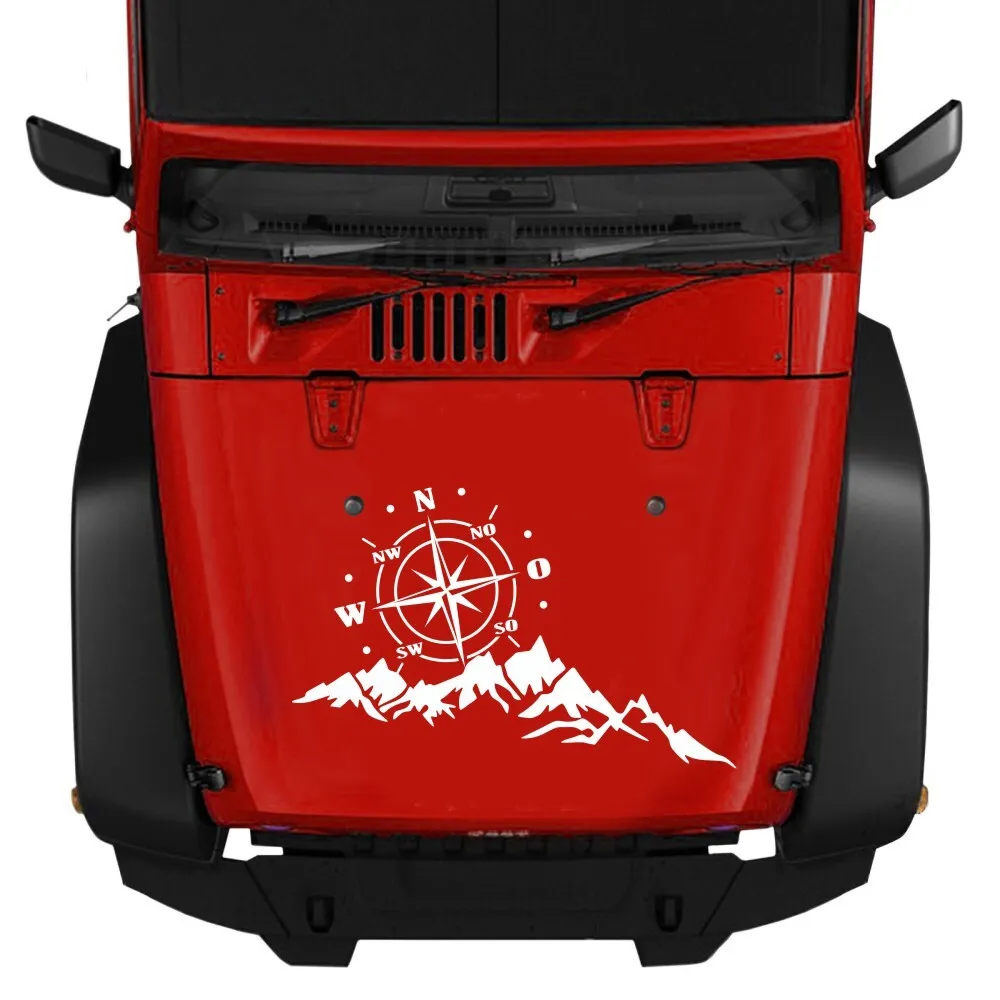 2pcs Vinyl Car Stickers and Decals Mountains Compass Navigation