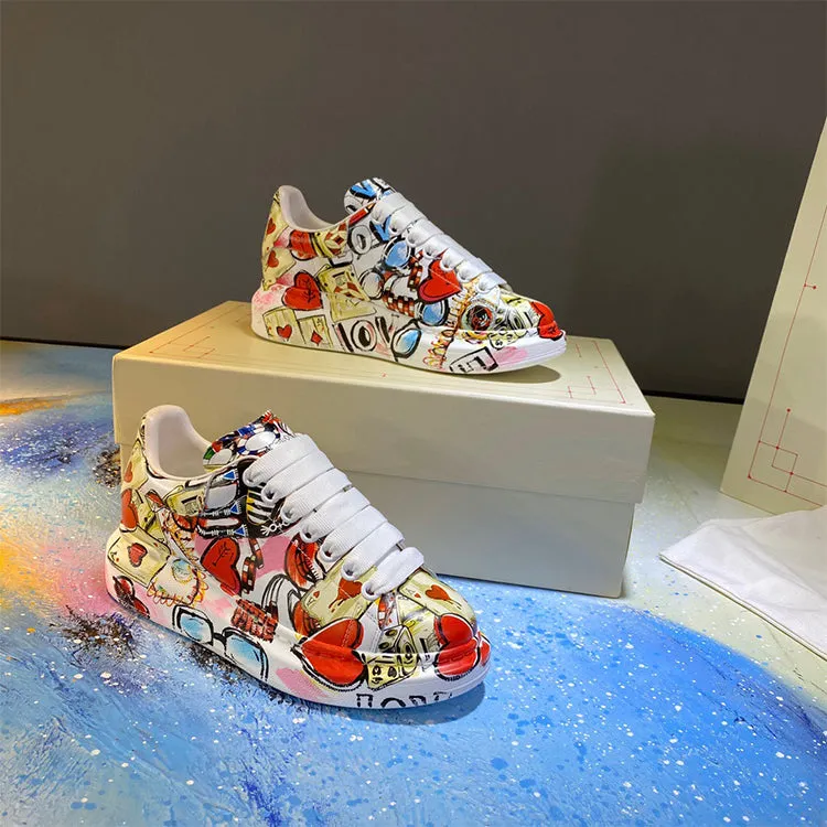 ALEXANDRO MOQUEN GRAFFITI STYLE PLATFORM SOLE UNISEX SNEAKER