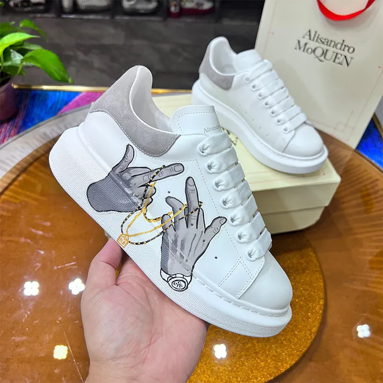 ALEXANDRO MOQUEN HAND PAINTED MIDDLE FINGER GRAFFITI CHUNKY SOLE UNISEX SNEAKER