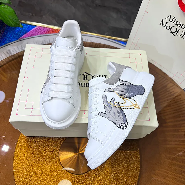 ALEXANDRO MOQUEN HAND PAINTED MIDDLE FINGER GRAFFITI CHUNKY SOLE UNISEX SNEAKER