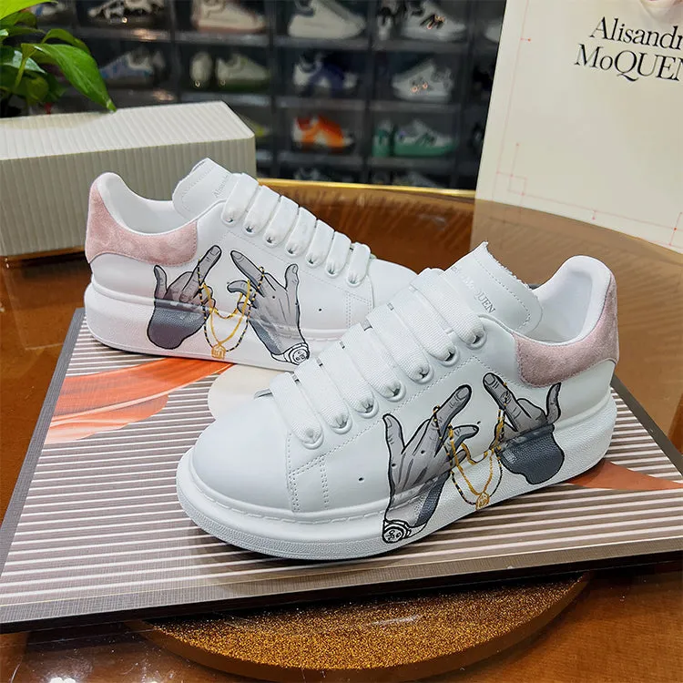 ALEXANDRO MOQUEN HAND PAINTED MIDDLE FINGER GRAFFITI CHUNKY SOLE UNISEX SNEAKER