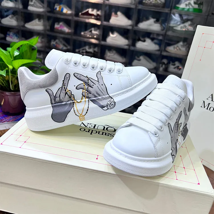 ALEXANDRO MOQUEN HAND PAINTED MIDDLE FINGER GRAFFITI CHUNKY SOLE UNISEX SNEAKER