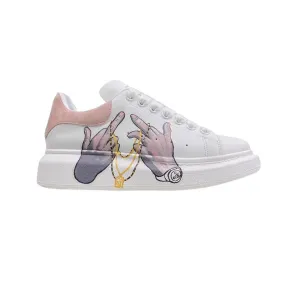 ALEXANDRO MOQUEN HAND PAINTED MIDDLE FINGER GRAFFITI CHUNKY SOLE UNISEX SNEAKER