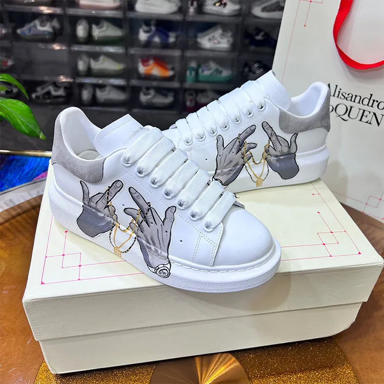 ALEXANDRO MOQUEN HAND PAINTED MIDDLE FINGER GRAFFITI CHUNKY SOLE UNISEX SNEAKER