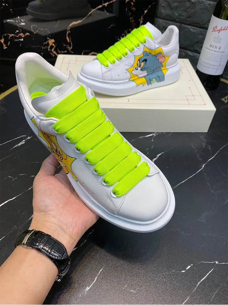 ALISANDRO MOQUEN GRAFFITI CARTOON CHUNKY SOLE LEATHER SNEAKER
