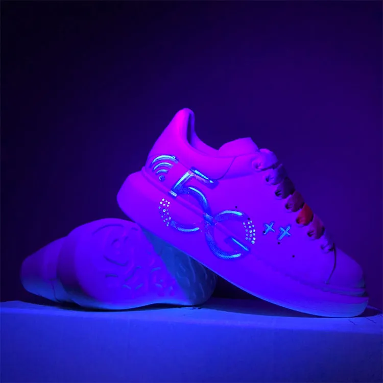ALISANDRO MOQUEN HAND PAINTED GRAFFITI 5G CHUNKY SOLE LEATHER SNEAKER