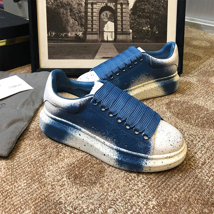 ALISANDRO MOQUEN NAILISI NAQILIS GRAFFITI STYLE LEATHER CHUNKY SOLE SNEAKER