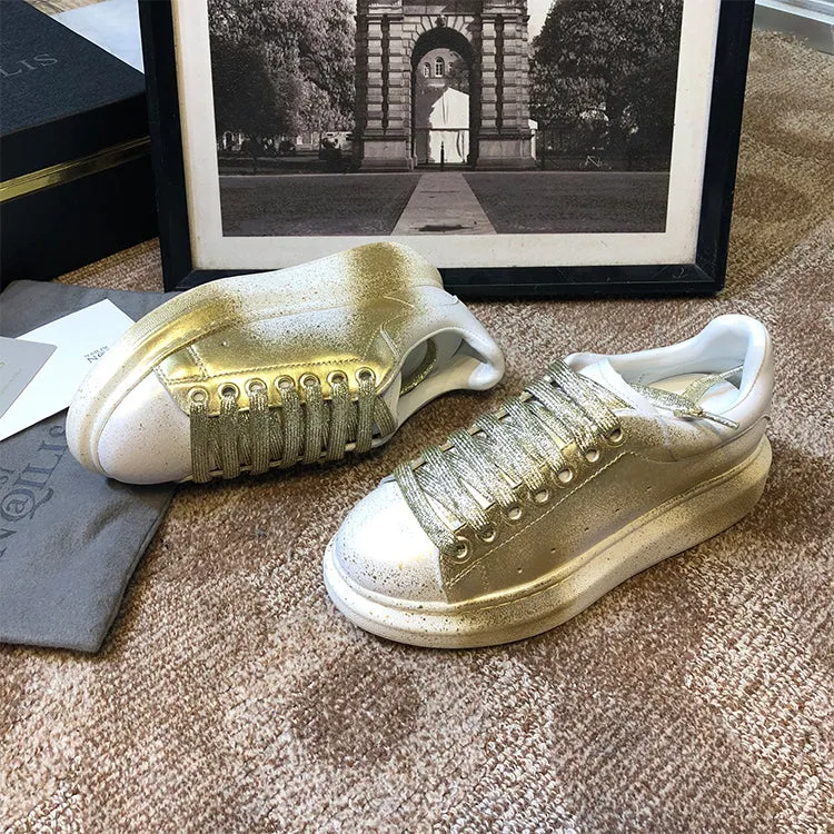 ALISANDRO MOQUEN NAILISI NAQILIS GRAFFITI STYLE LEATHER CHUNKY SOLE SNEAKER