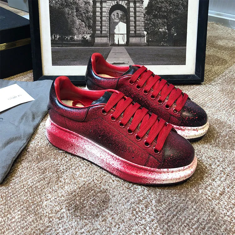 ALISANDRO MOQUEN NAILISI NAQILIS GRAFFITI STYLE LEATHER CHUNKY SOLE SNEAKER
