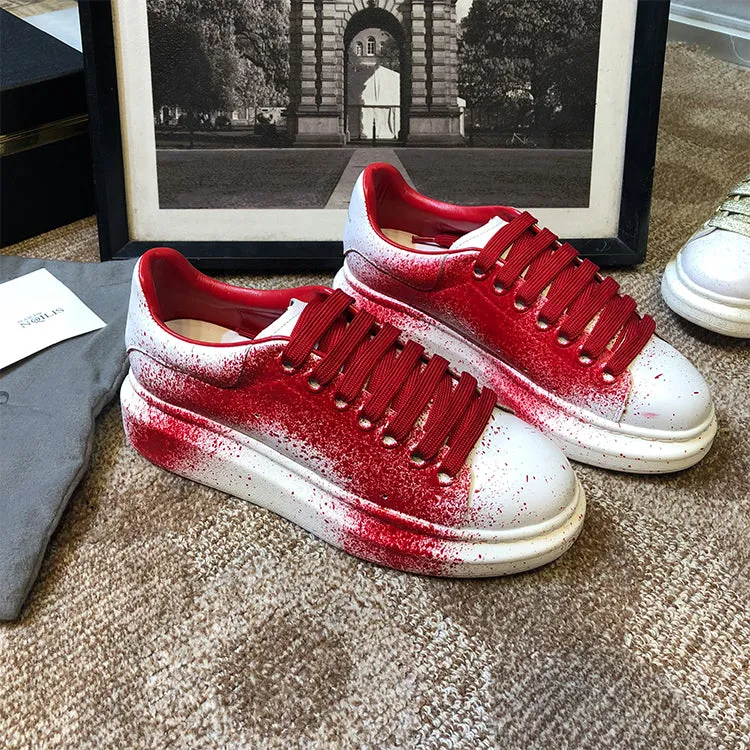 ALISANDRO MOQUEN NAILISI NAQILIS GRAFFITI STYLE LEATHER CHUNKY SOLE SNEAKER
