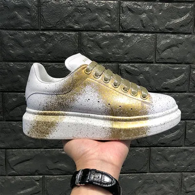 ALISANDRO MOQUEN NAILISI NAQILIS GRAFFITI STYLE LEATHER CHUNKY SOLE SNEAKER