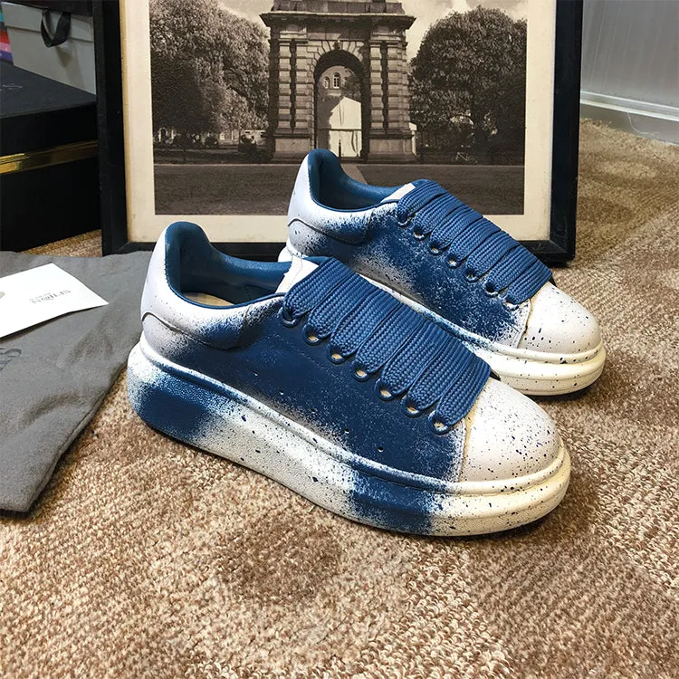 ALISANDRO MOQUEN NAILISI NAQILIS GRAFFITI STYLE LEATHER CHUNKY SOLE SNEAKER