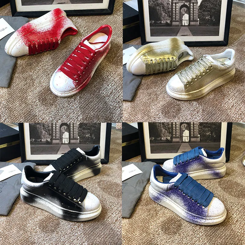 ALISANDRO MOQUEN NAILISI NAQILIS GRAFFITI STYLE LEATHER CHUNKY SOLE SNEAKER