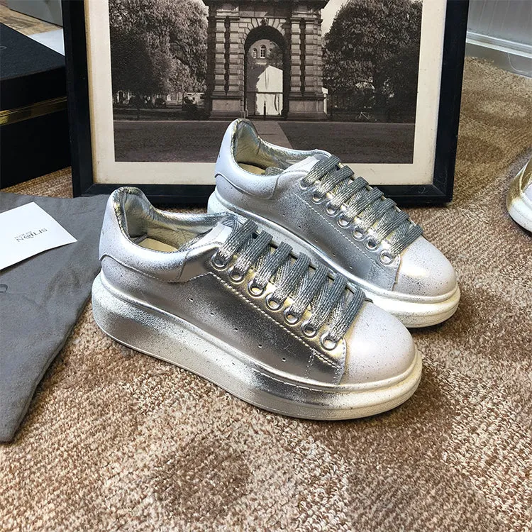 ALISANDRO MOQUEN NAILISI NAQILIS GRAFFITI STYLE LEATHER CHUNKY SOLE SNEAKER