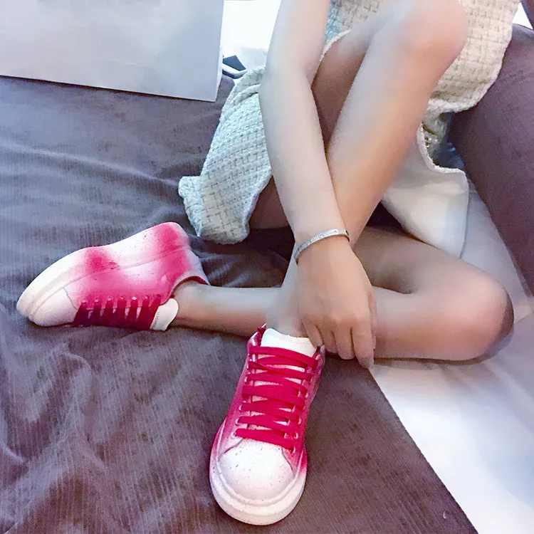 ALISANDRO MOQUEN NAILISI NAQILIS GRAFFITI STYLE LEATHER CHUNKY SOLE SNEAKER