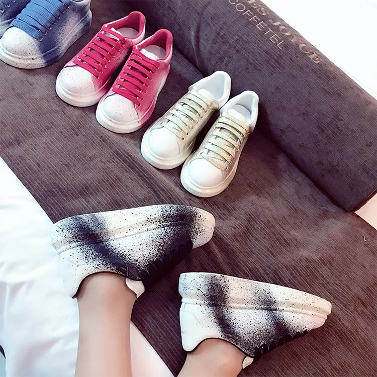 ALISANDRO MOQUEN NAILISI NAQILIS GRAFFITI STYLE LEATHER CHUNKY SOLE SNEAKER