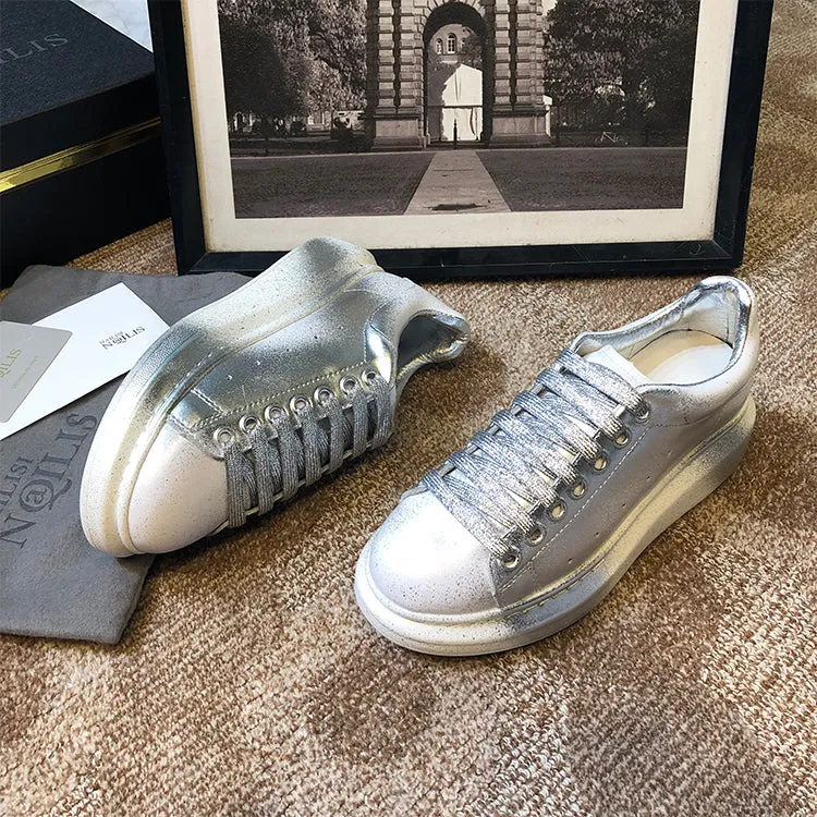 ALISANDRO MOQUEN NAILISI NAQILIS GRAFFITI STYLE LEATHER CHUNKY SOLE SNEAKER