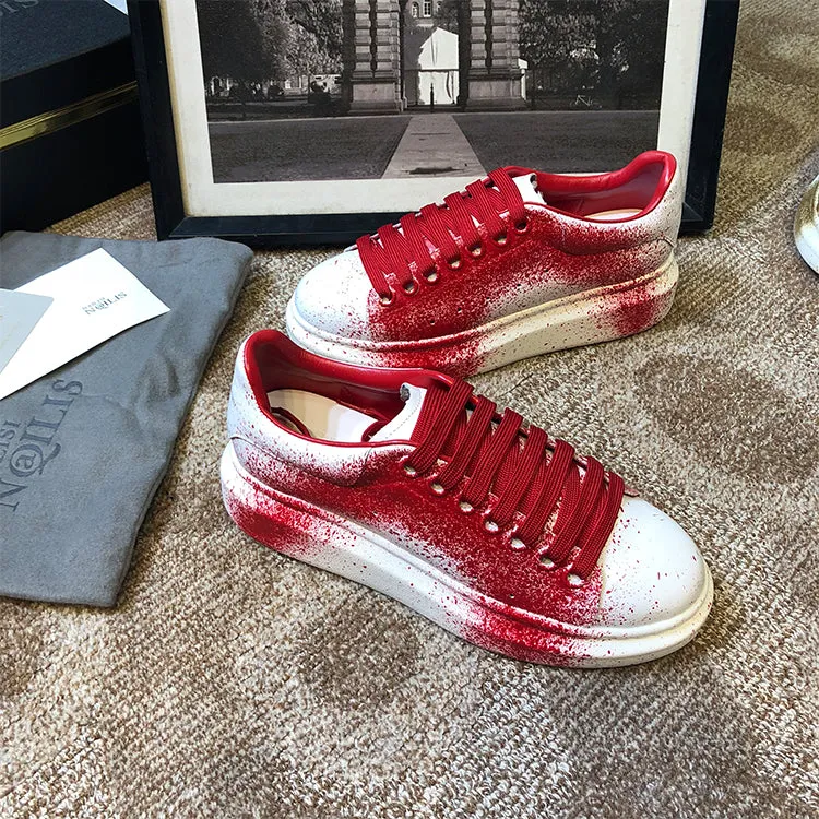 ALISANDRO MOQUEN NAILISI NAQILIS GRAFFITI STYLE LEATHER CHUNKY SOLE SNEAKER
