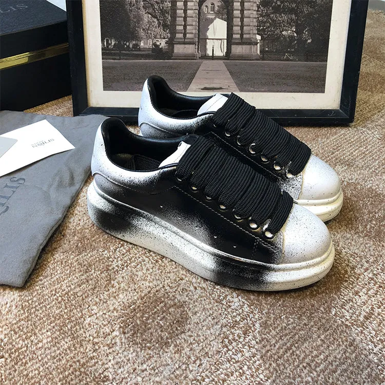 ALISANDRO MOQUEN NAILISI NAQILIS GRAFFITI STYLE LEATHER CHUNKY SOLE SNEAKER