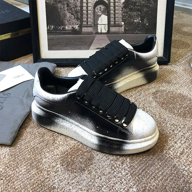 ALISANDRO MOQUEN NAILISI NAQILIS GRAFFITI STYLE LEATHER CHUNKY SOLE SNEAKER