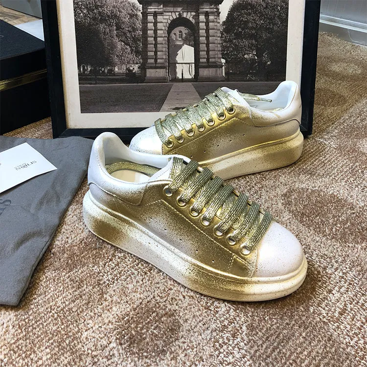 ALISANDRO MOQUEN NAILISI NAQILIS GRAFFITI STYLE LEATHER CHUNKY SOLE SNEAKER