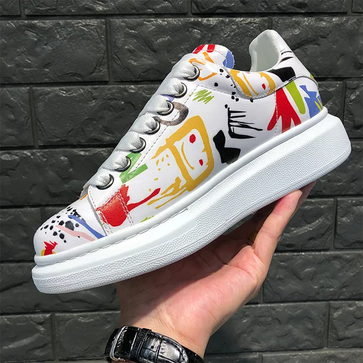 ALISANDRO MOQUEN NAQILIS HAND PAINTED GRAFFITI LEATHER UNISEX CHUNKY SNEAKER