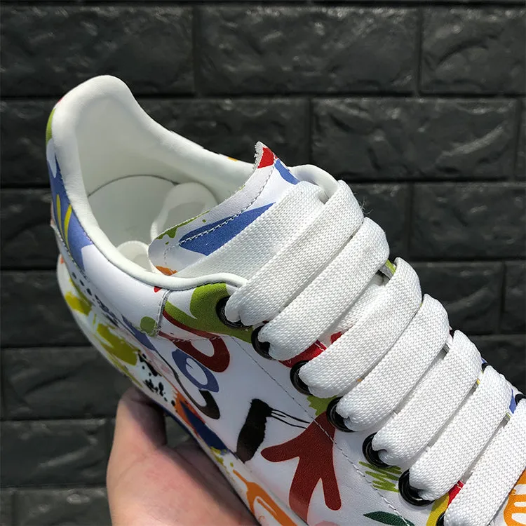 ALISANDRO MOQUEN NAQILIS HAND PAINTED GRAFFITI LEATHER UNISEX CHUNKY SNEAKER
