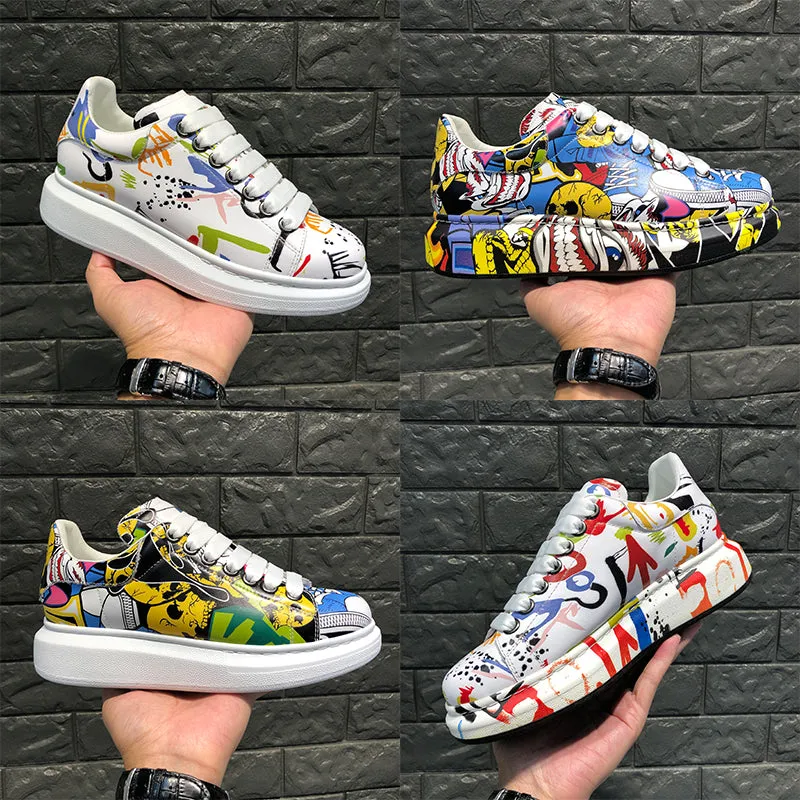 ALISANDRO MOQUEN NAQILIS HAND PAINTED GRAFFITI LEATHER UNISEX CHUNKY SNEAKER