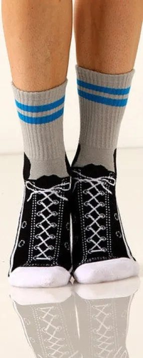 Black Sneaker Non Skid Slipper Socks (Women's)