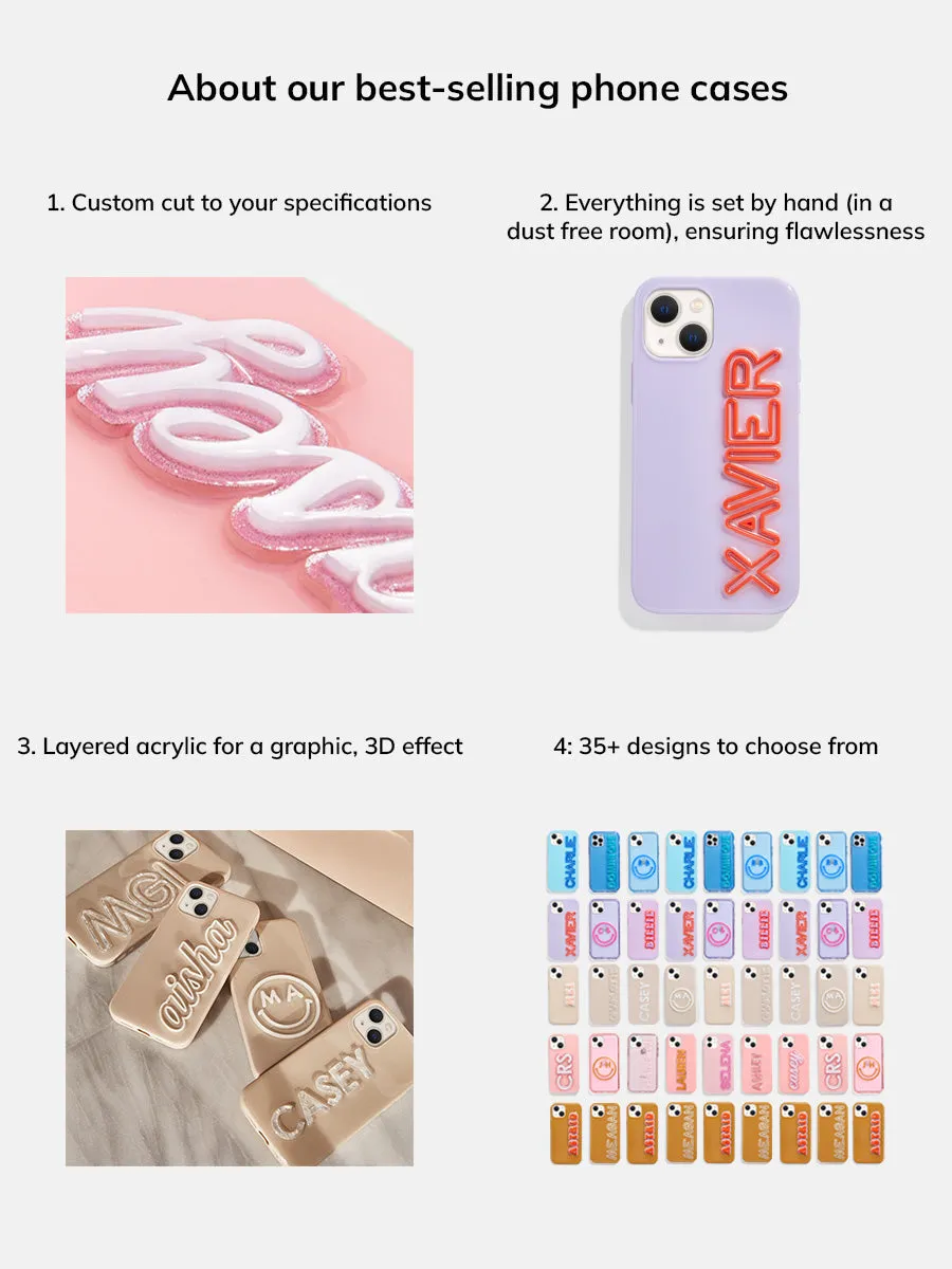 Block Font Custom iPhone Case - Red/Pink