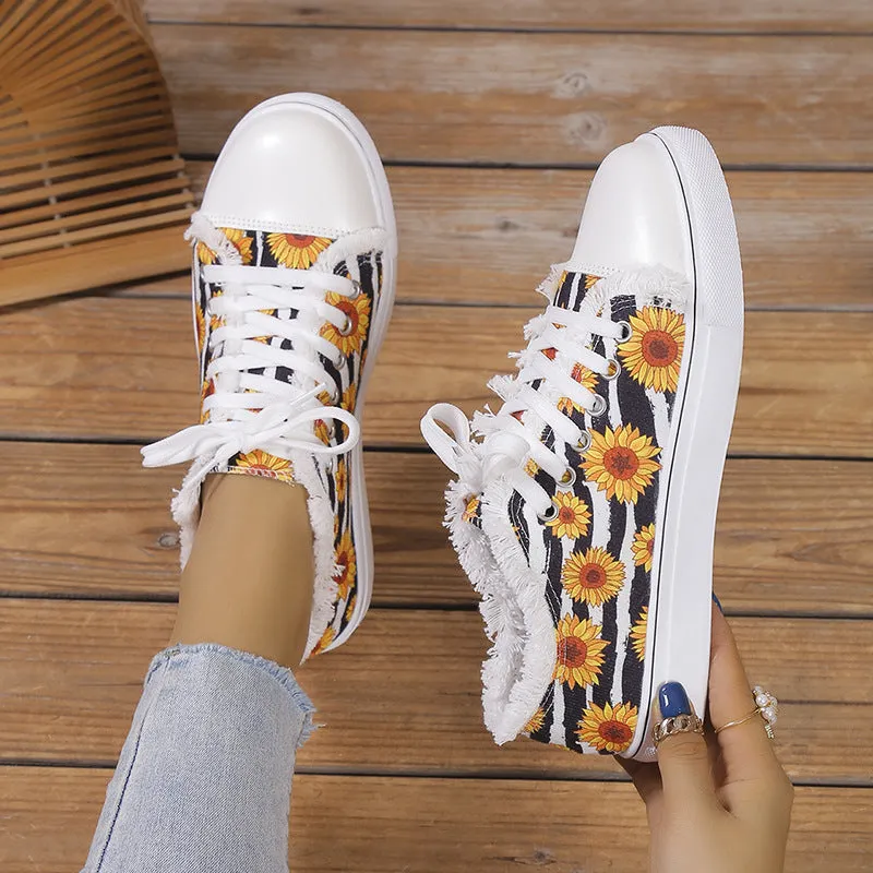 Bottomed Graffiti Canvas Shoes