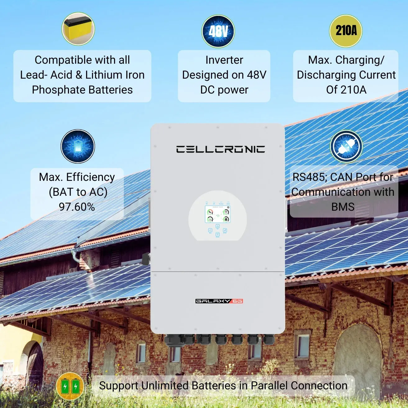 CELLCRONIC GALAXY 6G EU 10KW (Three Phase) Dual MPPT Hybrid Inverter