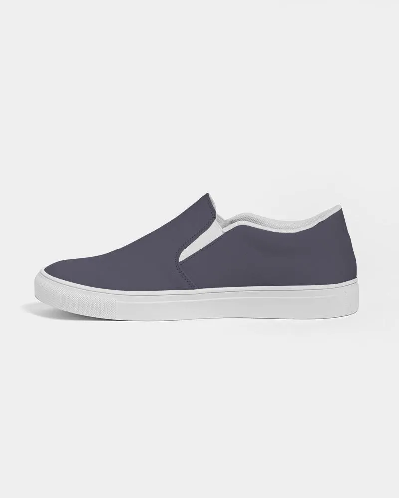 Dark Blue Gray Slip-On Canvas Sneakers | Women's | Dark Pale Pastel Blue Gray | C30M30Y0K80