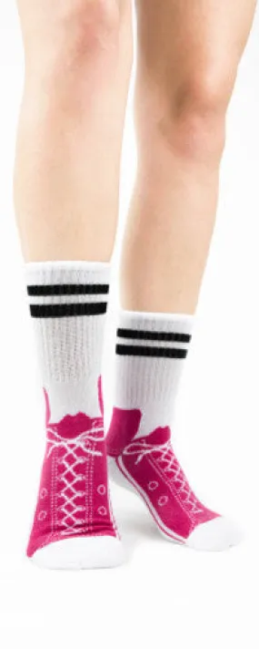Pink Sneaker Non Skid Slipper Socks (Women's)