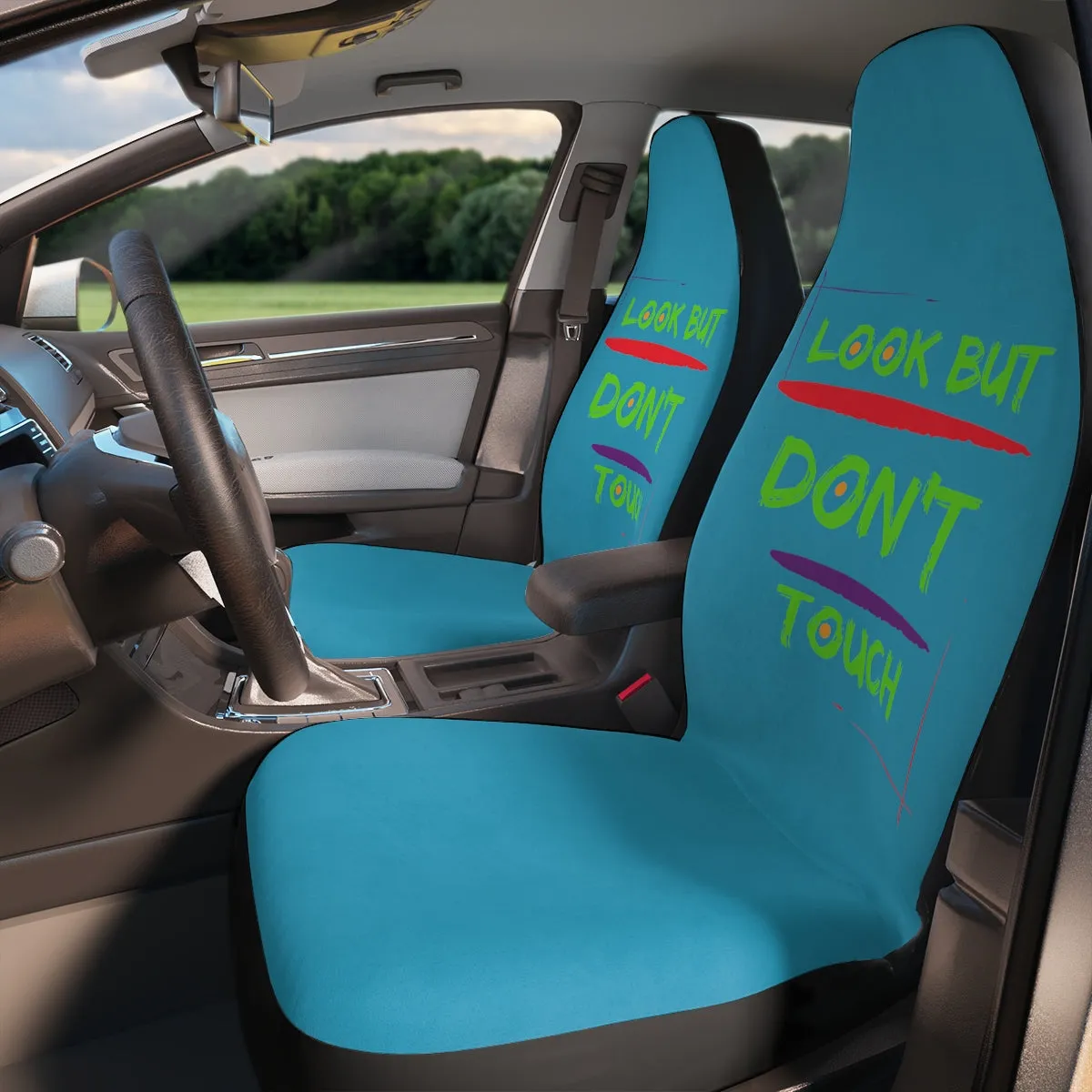 Polyester Car Seat Covers (Look But Don't Touch Turquoise )