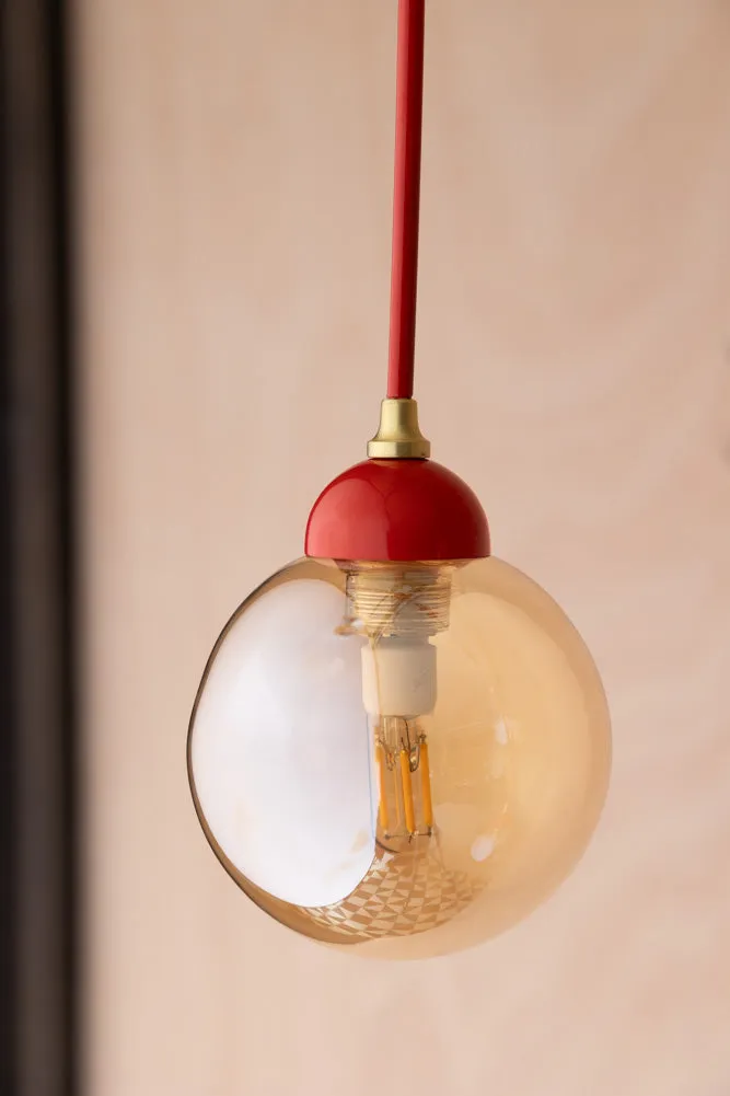 Red Glass Dome Metal Ceiling Light