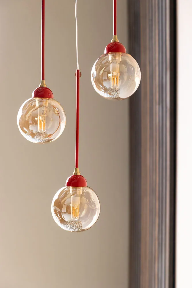 Red Glass Dome Metal Ceiling Light