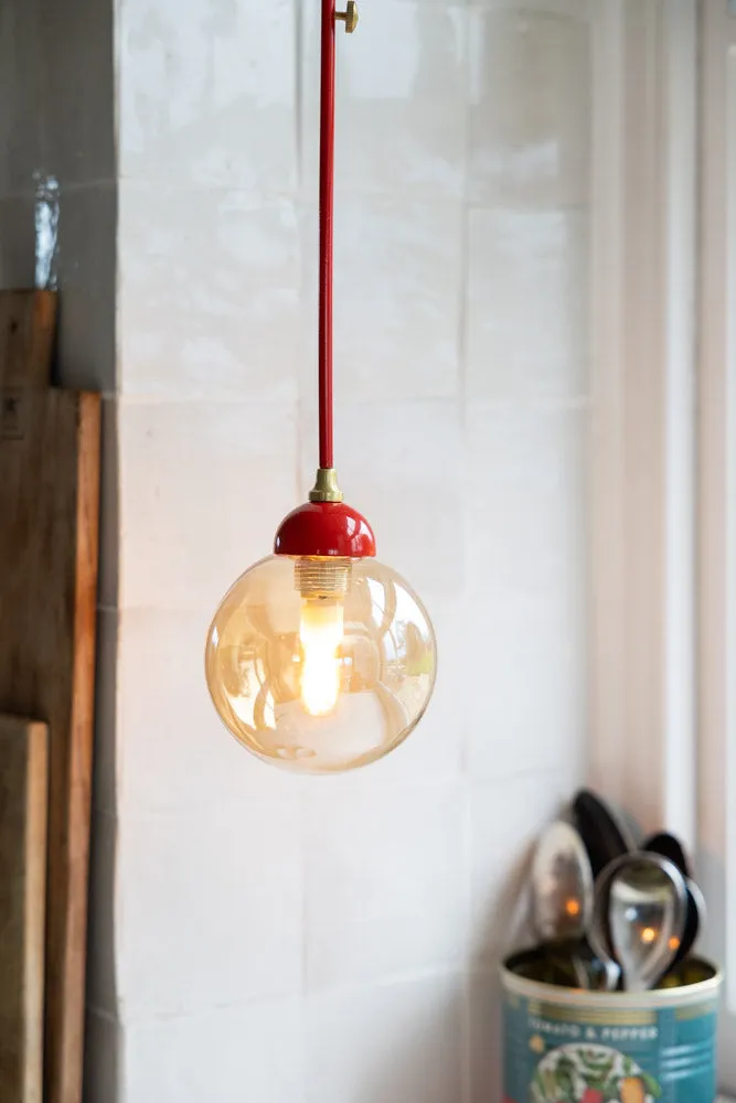 Red Glass Dome Metal Ceiling Light