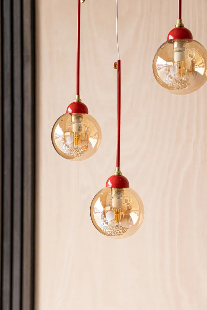 Red Glass Dome Metal Ceiling Light