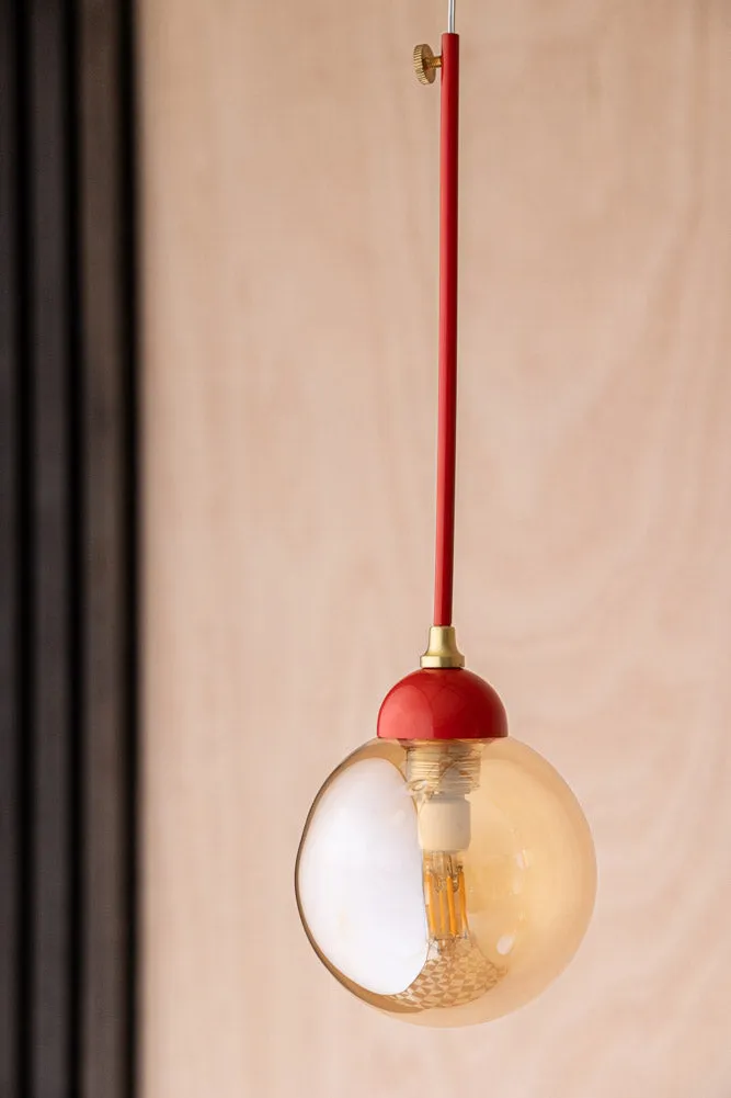 Red Glass Dome Metal Ceiling Light