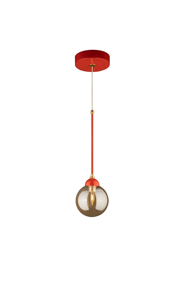 Red Glass Dome Metal Ceiling Light