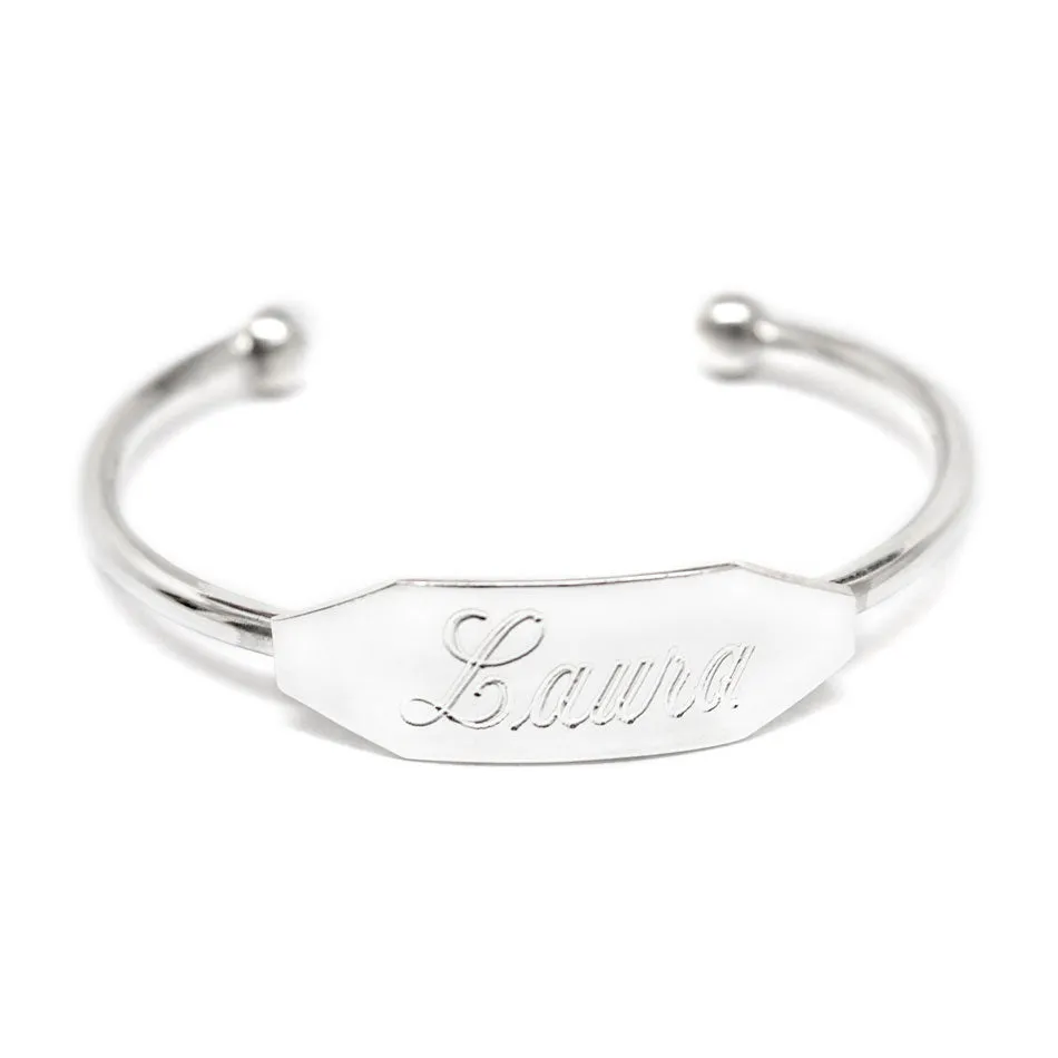 Sterling Silver Personalized Baby Cuff Bracelet