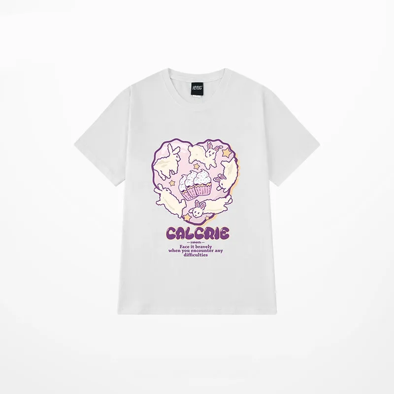Summer Soft Girl Style Purple Graffiti Print Oversize T-shirt