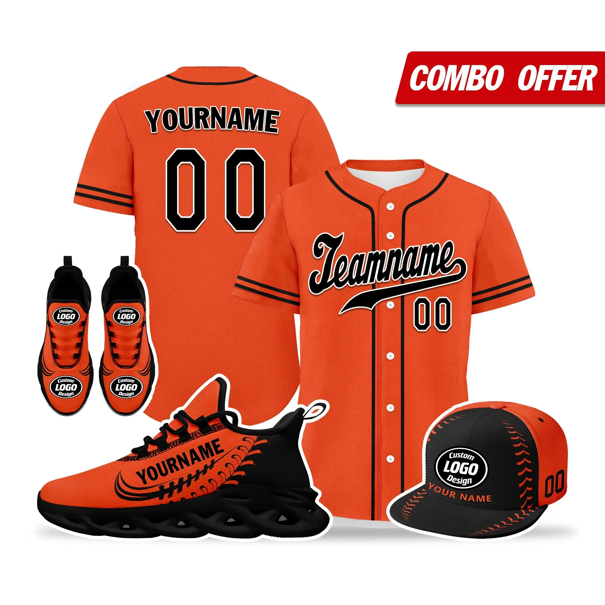 Unique Gift,Custom Orange Jersey MaxSoul Shoes and Hat Combo Offer Personalized ZH-bd0b00e0-b0